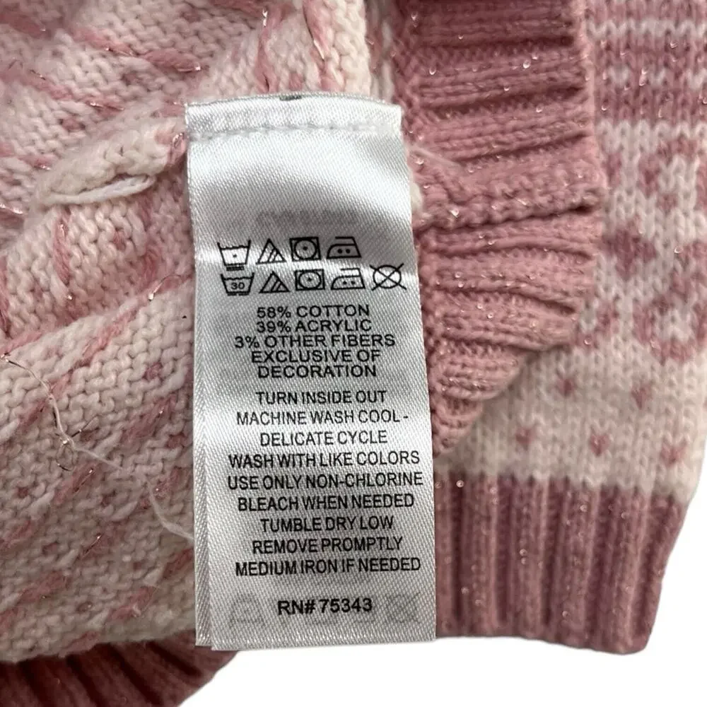 Adrienne Vittadini Bambini Sweater Dress Pink White‎ Toddler Sz 24 Months EUC